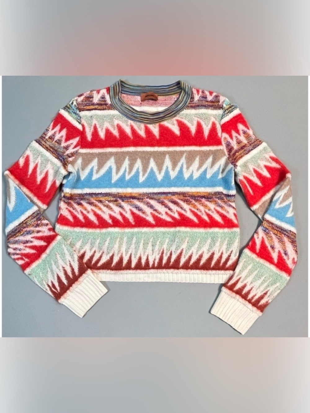 VTG Missoni Sweater Multicolor‎ Spike Nordic Pattern Knit Unique Elegant Design